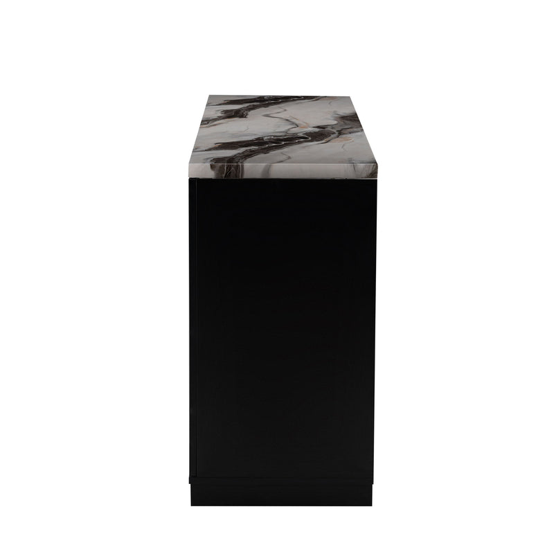 Stacey - Buffet With Storage Drawers And Marble Detailing - Black / Marble