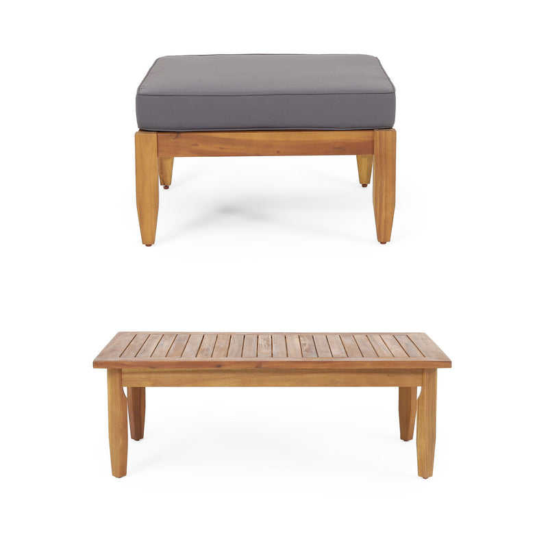 Bianca - Outdoor 3 Seater Sofa Chat Set With Ottoman - Teak