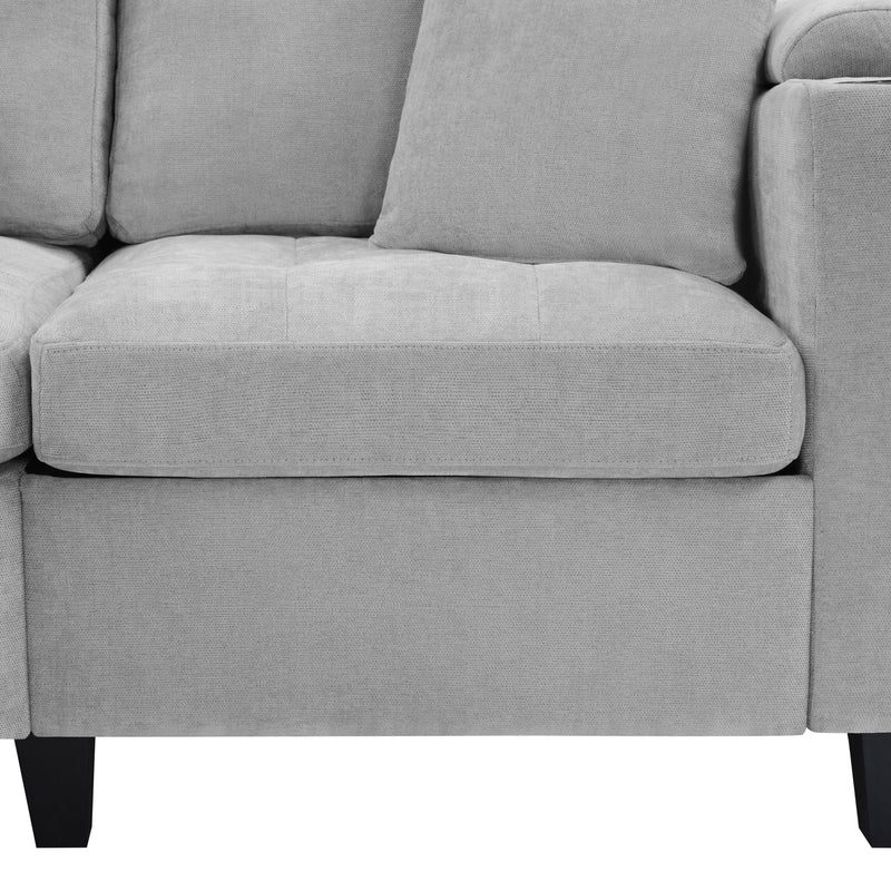 U Shaped Sectional Sofa, Corner Living Room Couch With Built In Cup Holders, Storage, USB Ports