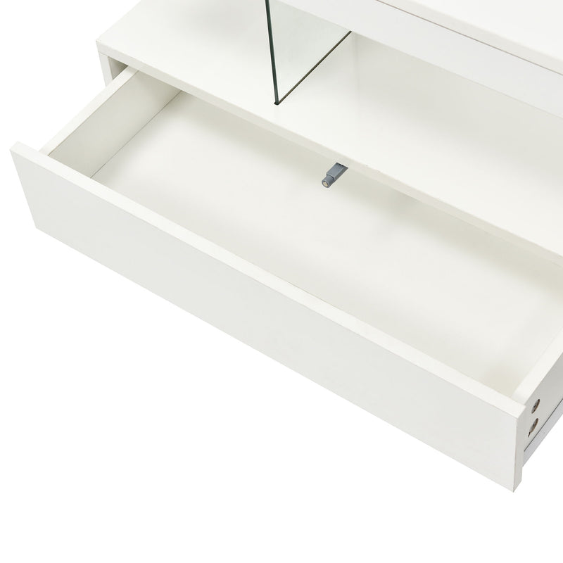 LED Coffee Table With 2 Drawers And Display Shelves