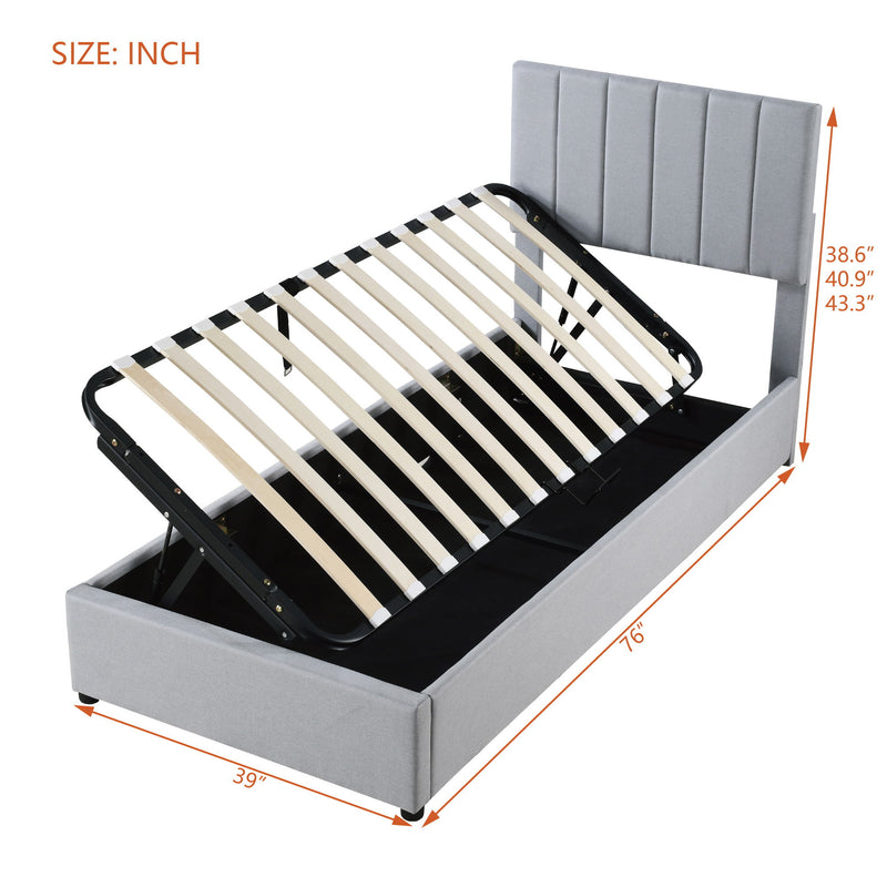 Upholstered Platform Bed With A Hydraulic Storage System