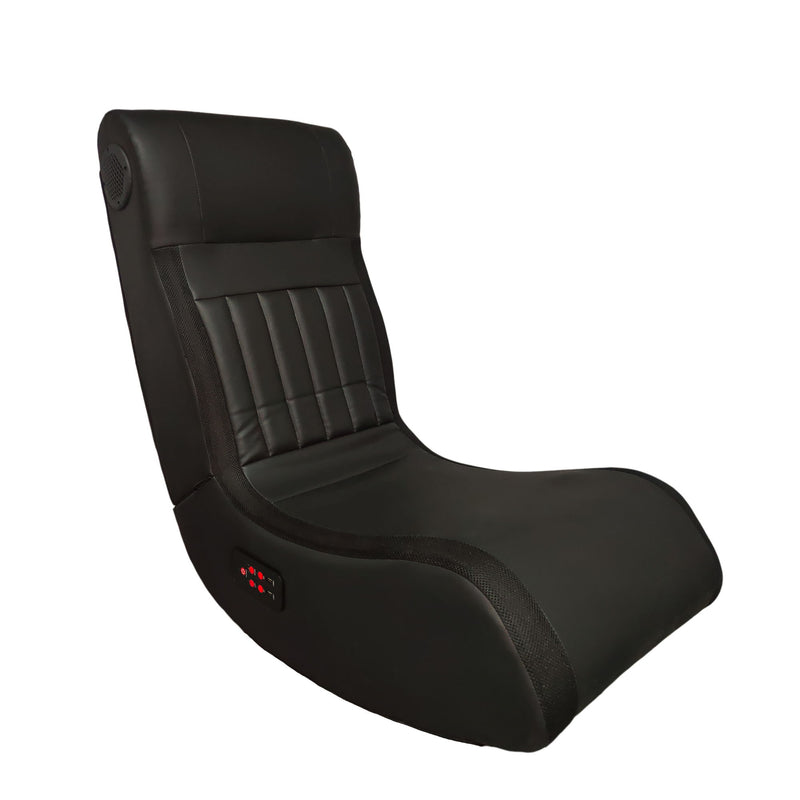 Foldable Gaming Chair With Onboard Speakers, LED Strip Lighting, Bluetooth, Vibration Massage, USB Charging Port - Black