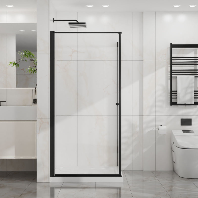 Goodyo - Frameless Corner Shower Door - Matte Black