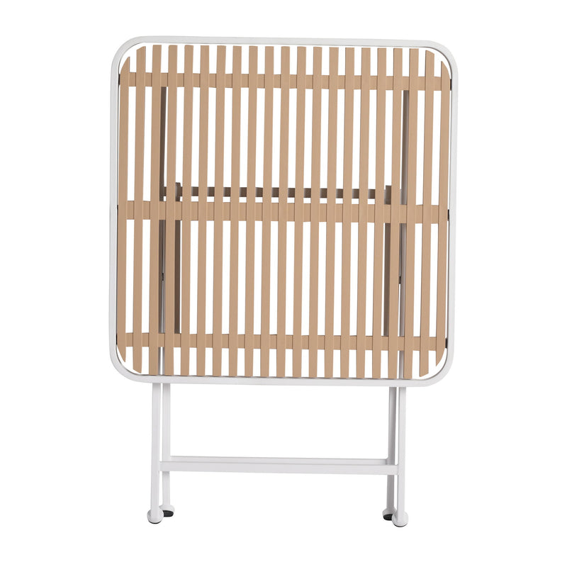 Modern Folding Square Table, Water Proof And Wear Resistant - Apricot / White