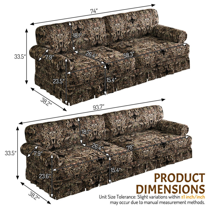 Luxuriously Comfortable Cloud Couch With Elegant Rolled Arms & Pleated Skirt Design