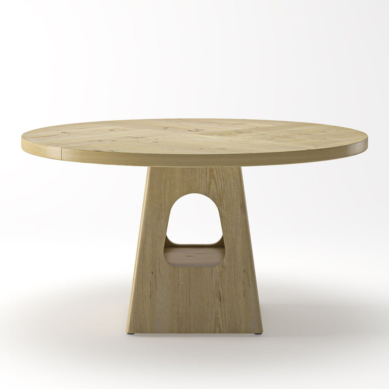 Farmhouse Round Dining Table With Storage Base