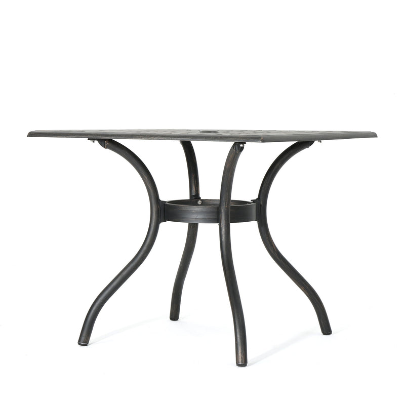 Enchantia - Outdoor Square Dining Table With Weave Tabletop And Flared Legs - Copper