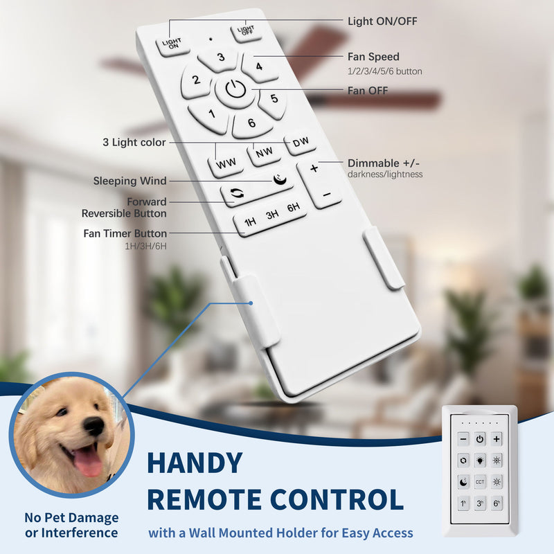 Flush Mount Ceiling Fans With LED Light And Remote Control, 5 Blades