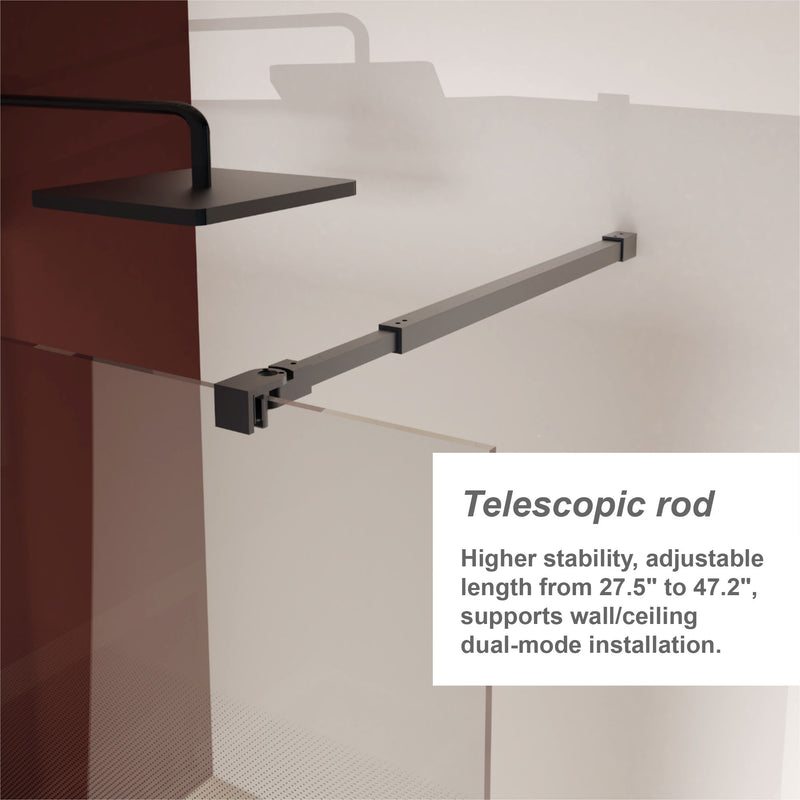 Gradient Shower Door With Handle - Matt Black
