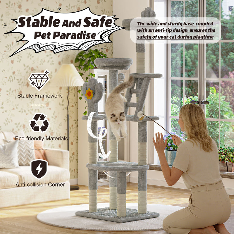 Cactus Cat Tree With Transparent Capsule