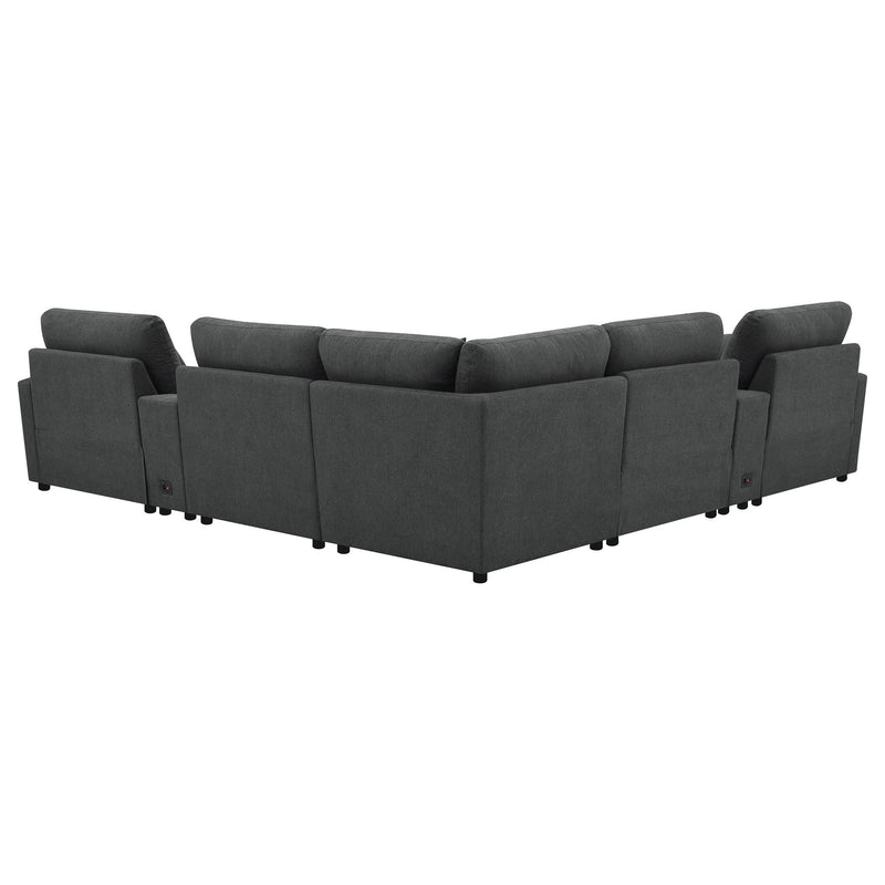 Modular Power Reclining With Lift Top Consoles, 7 Piece Configuration - Dark Gray