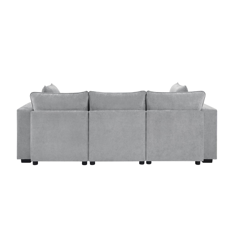 Modern Sectional Sofa U-Shaped With Movable Ottoman Storage Armrests And USB Ports