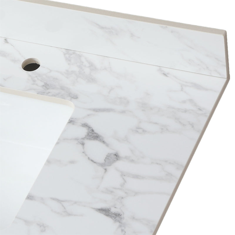 Elegant Sintered Stone Bathroom Vanity Top With Rectangular Undermount Ceramic Sink