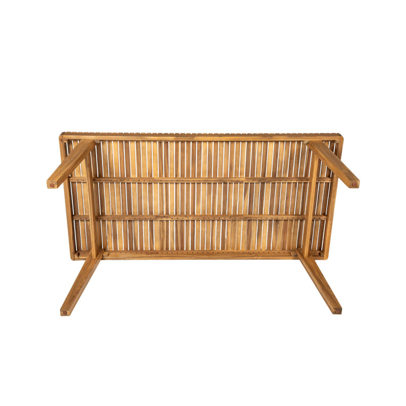 Outdoor Dining Table With Slatted Top, Ideal For Patio - Natural