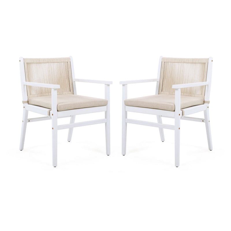 Outdoor Dining Armchair (Set of 2) - Beige / White