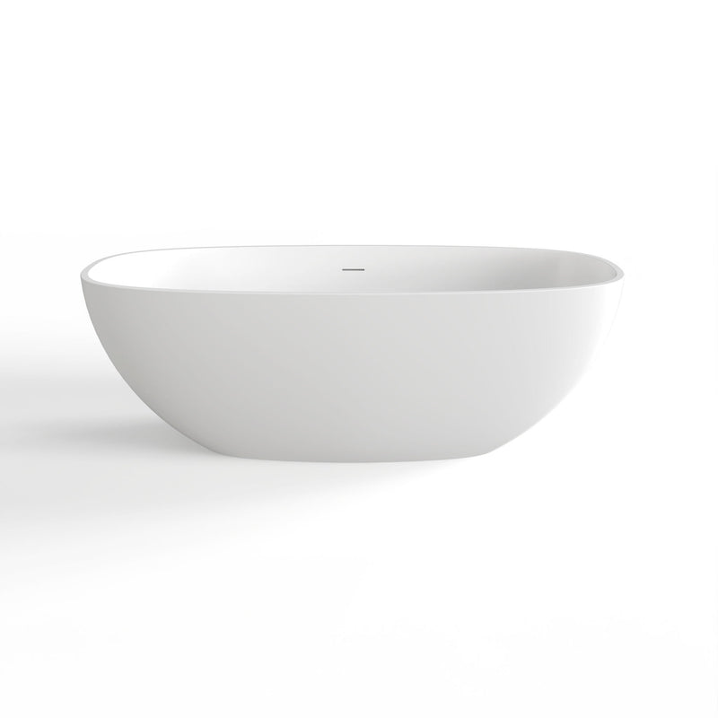 Soaking Bathtub, Freestanding, Solid Surface - Matte White
