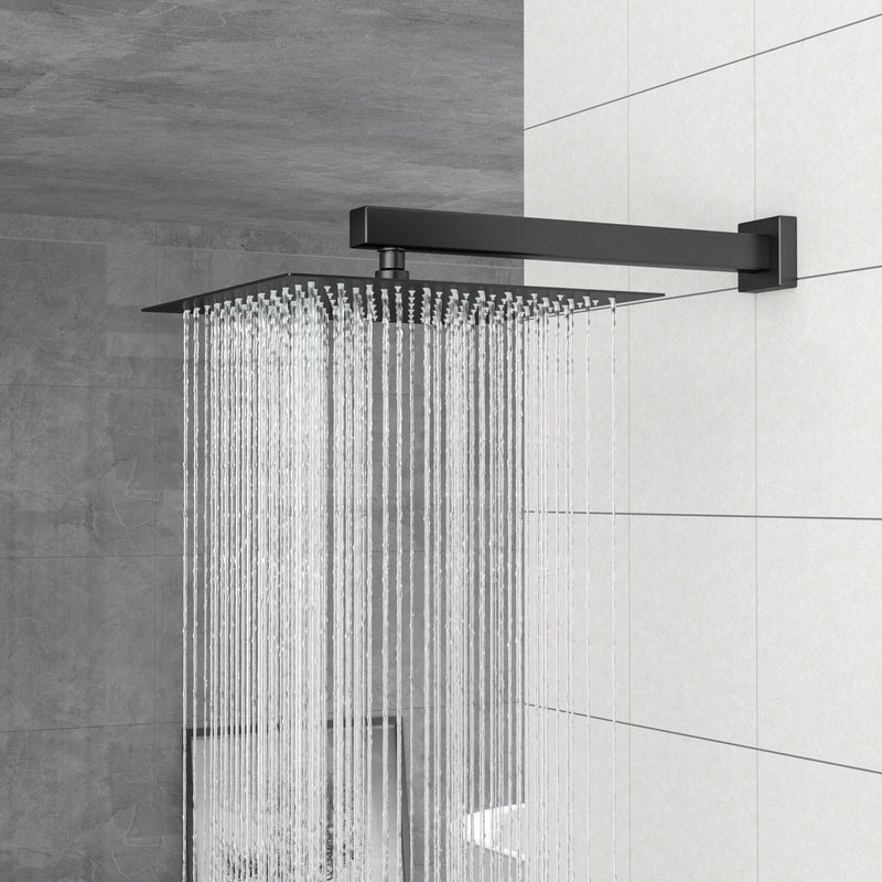 Dual Shower Head System With Square Rain Shower And Rough In Valve
