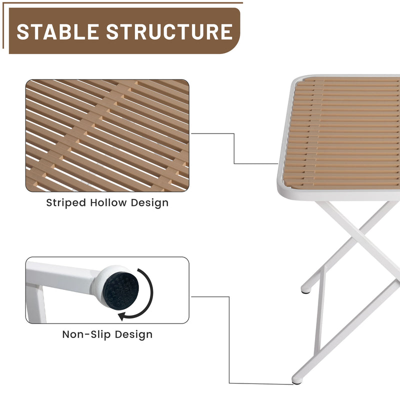 4 Piece Set Of Modern Striped Single Chairs With Folding Square Table