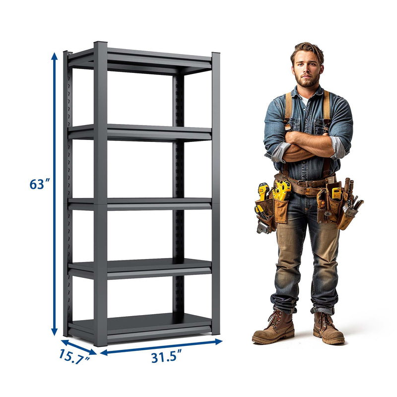 Industrial Heavy Duty Metal Garage Shelving Unit, Adjustable Storage Rack