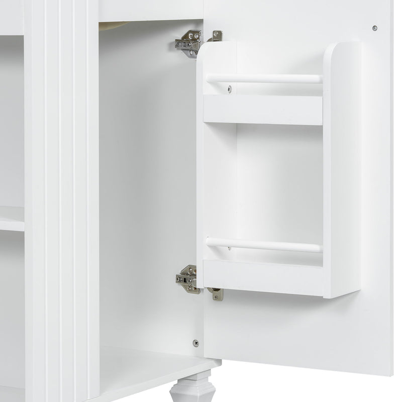 Classic Retro Bathroom Vanity With Sink, Door Shelf, Side Open Storage Frame