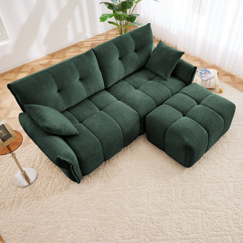 Sofa Set With Ottoman And Pillows, Textured, High Resilience Cushions