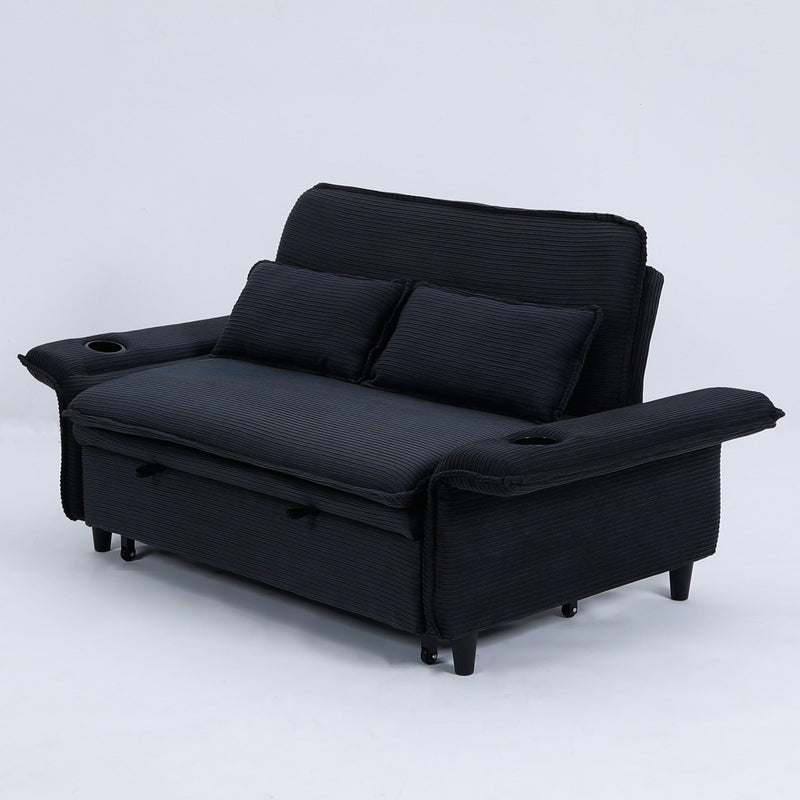 Modern Fabric Multi-Functional Sofa Bed With Adjustable Armrests And Backrests