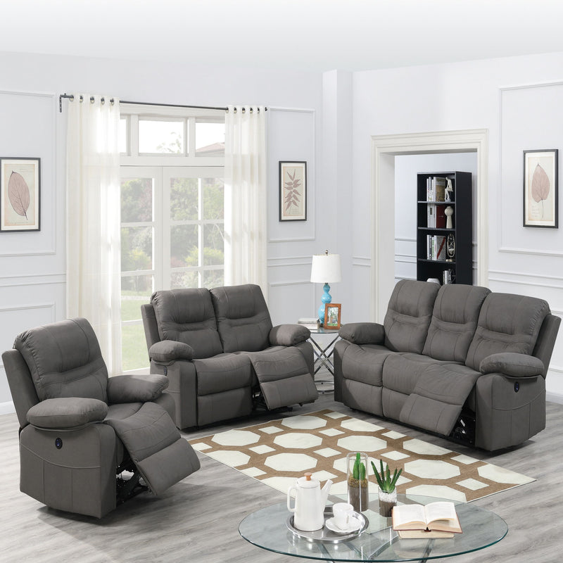 Modern Contemporary Power Reclining Sofa With USB Port