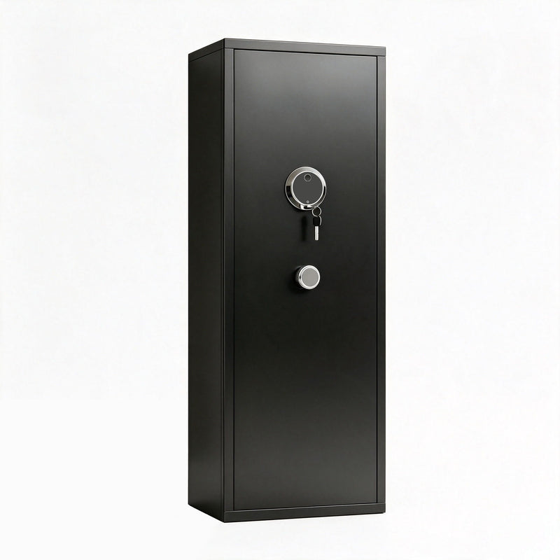 Rifle Safe, Biometric & Keypad Lock, Adjustable Gun Racks With Built In Alarm System