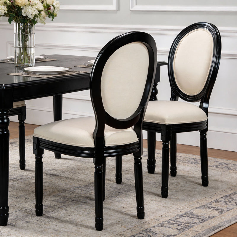 Dining Chairs Upholstered With Sponge Round Back (Set of 2) - Black