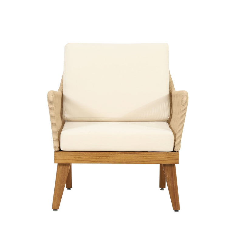Hueber - Outdoor And Rope 4 Seater Chat Set With Cushions - Teak