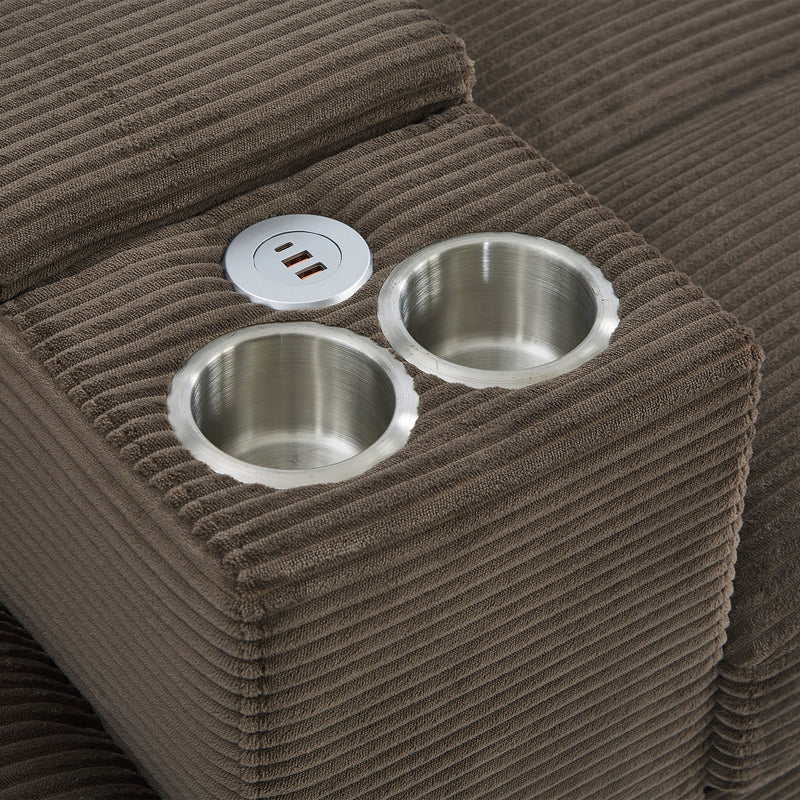 Modern U - Shaped Sectional Sofa With Storage Ottomans, USB Ports, And Cup Holders