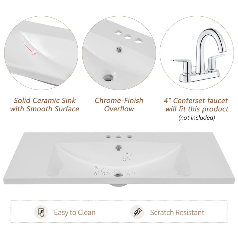 Modern Bathroom Vanity With Sink, Freestanding With Drawers And Doors
