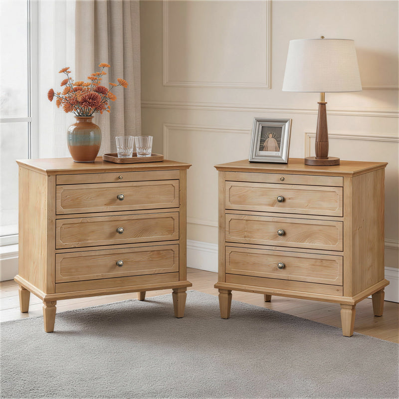 3 Drawer Nightstand With Charging Station, Bedside Table With USB & Type C Port And 2 AC Outlets