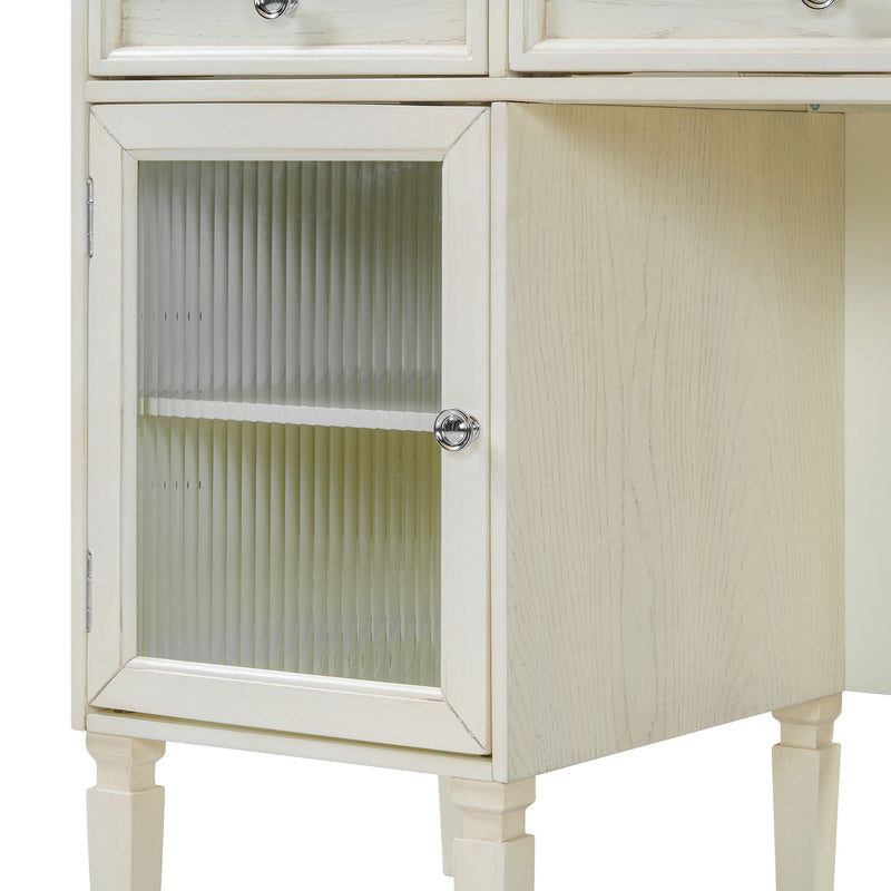 Multi Functional 2 In 1 Vanity Desk With Flip Top Mirror Material - White Oak