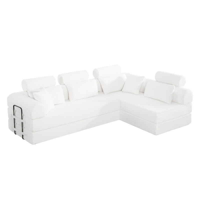 Modern L-Shape Modular Sectional Sofa, Compressed Design