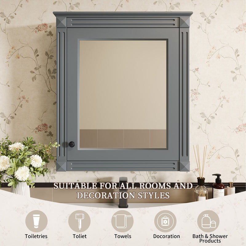 Wall Mounted Bathroom Storage Cabinet With Mirror, Medicine Cabinet With Height Adjustable Shelf
