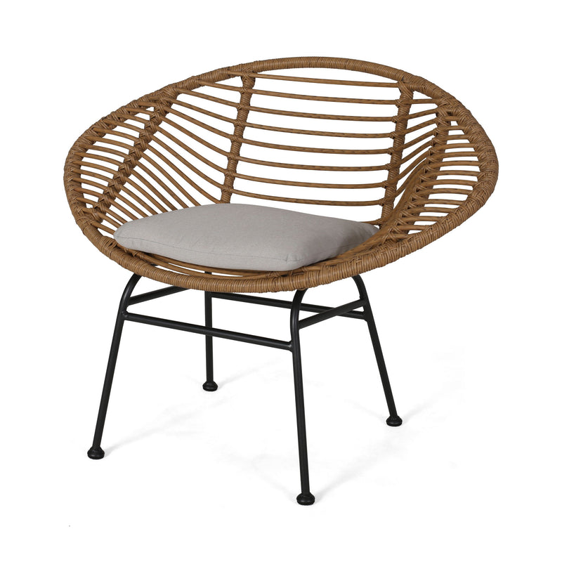 Cordella - Outdoor Woven Wicker Chairs With Cushions, (Set of 2)