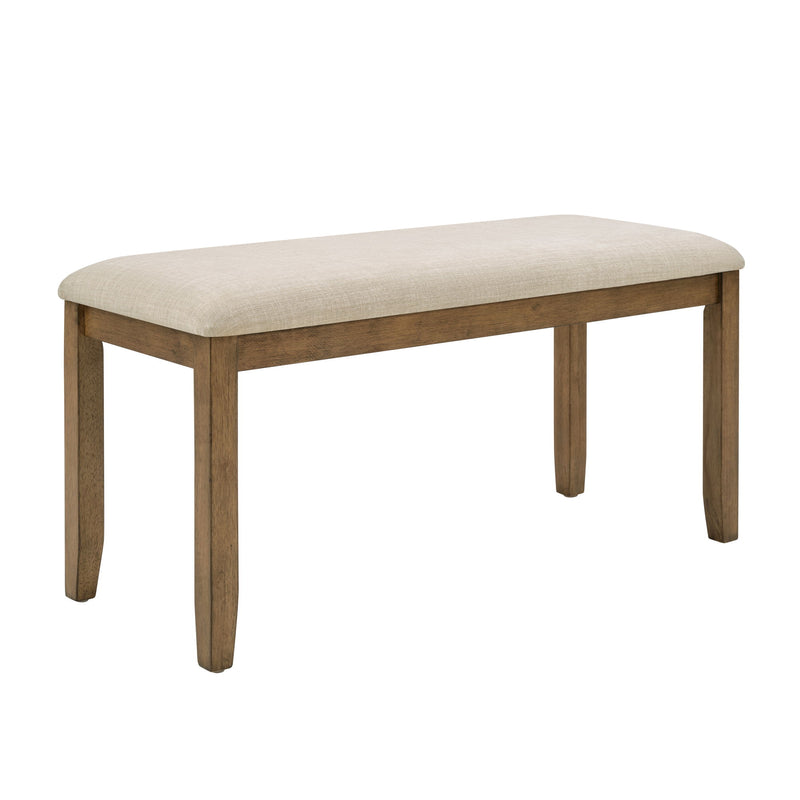 6 Piece Dining Table Set, Large Rectangular Table With Upholstered Bench & 4 X - Back Chairs, Kitchen Furniture - Oak