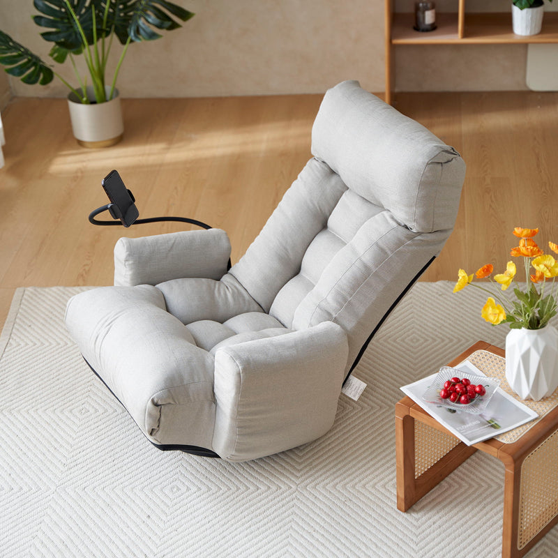 Adjustable Swivel Lounge Chair With 360 Degree Rotating Seat And Headrest Support