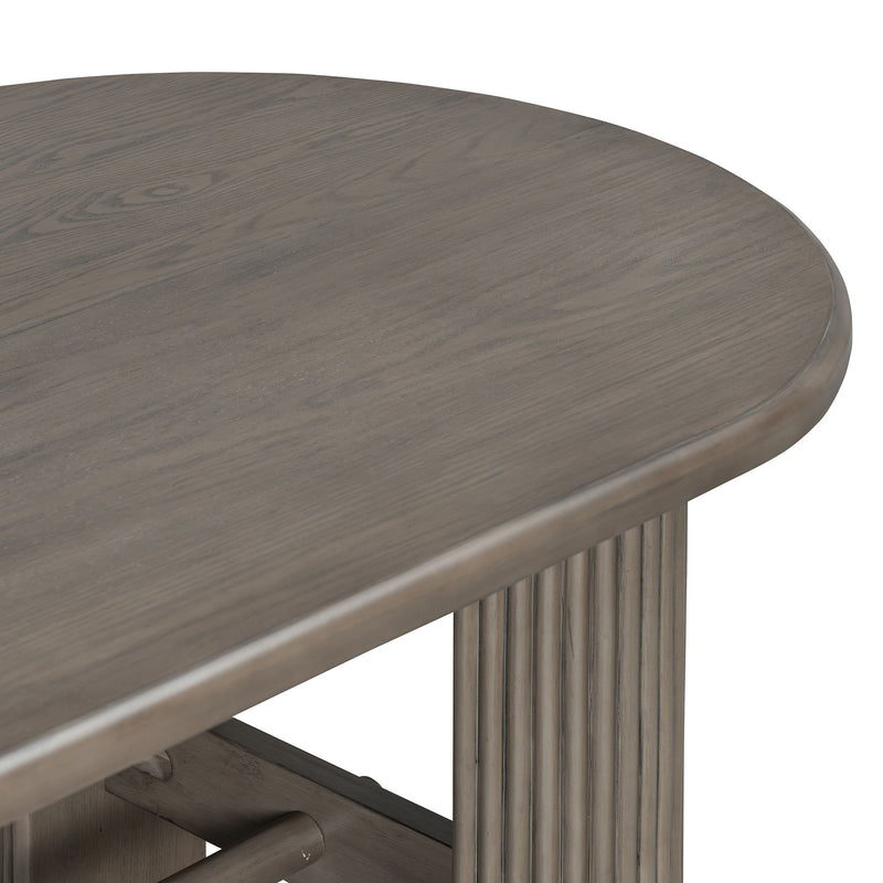 Oval Dining Table Set For 6 With Fluted Pedestal Base, 7 Piece Set Including 6 Upholstered Chairs