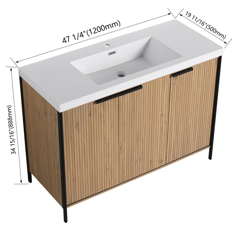 Modern Freestanding Bathroom Vanity With Resin Sink & Soft Close Cabinet Doors