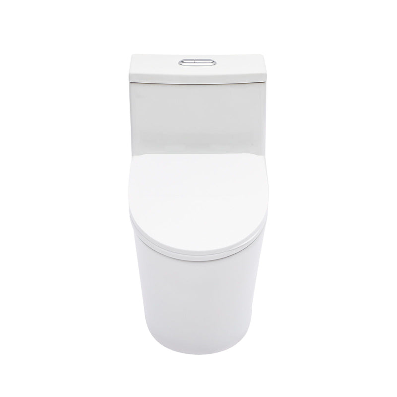 1 Piece Toilet For Bathroom, Dual Flush 1.24 / 1.43 Gpf, Soft Closing Seat - White
