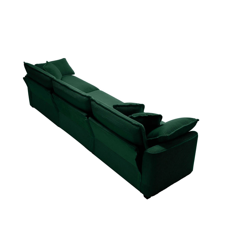 Mid-Century Modern 3 Seater Sectional Sofa With Arm And Throw Pillows