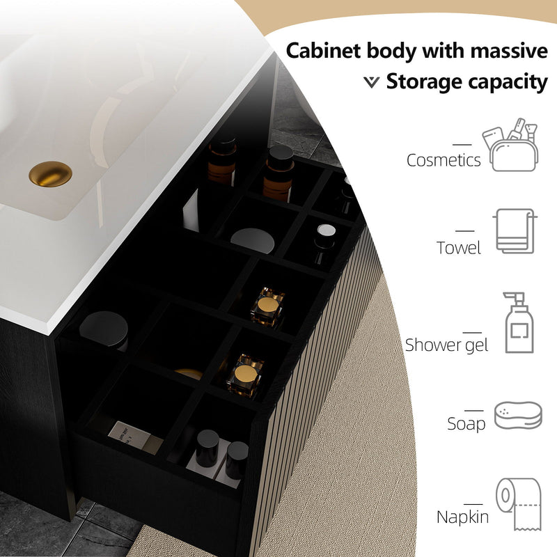 Wall Mounted Floating Bathroom Vanity With Sink And Drawers