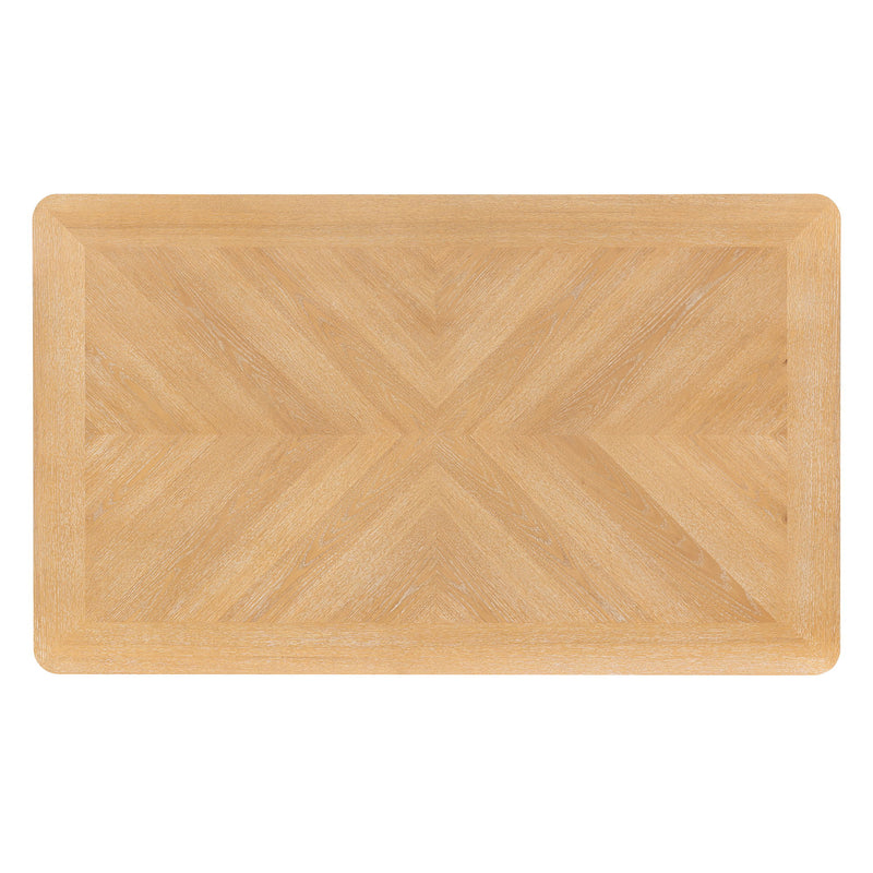 Rectangular Dining Table With Parquet Top, Rounded Corners