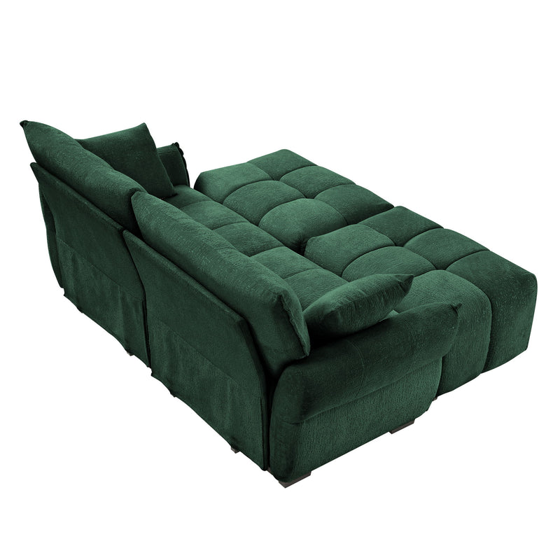 Sofa Set With Ottoman And Pillows, Textured, High Resilience Cushions