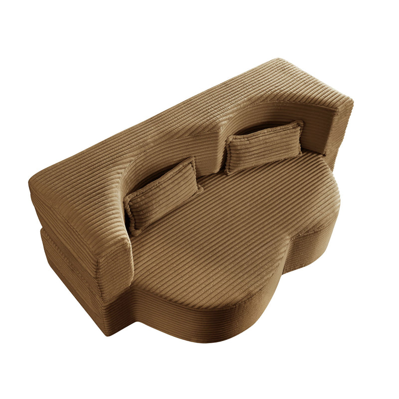Floor Convertible Sleeper Sofa Bed With 2 Pillows