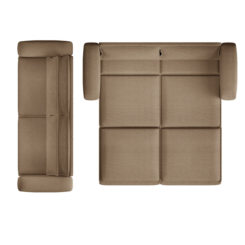 King Size Sleeper Pull Out Sofa Bed, 3 In 1 Convertible Chaise Lounge With 2 Pillows For Living Room - Camel