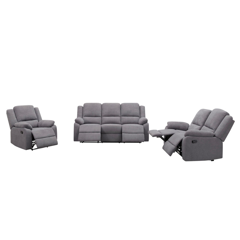 3 Piece Reclining Sofa Set With 150° Deep Recline, 3 Seat Couch, Loveseat & Single Recliner - Gray