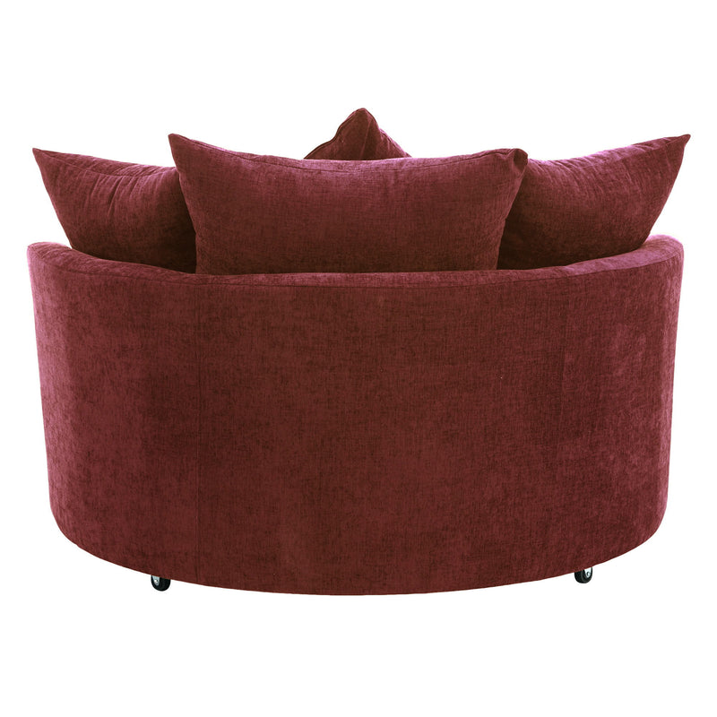 360° Swivel Accent Barrel Chair With Storage Ottoman & 4 Pillows, Modern Leisure Chair Round Accent For Living Room